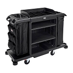 Rubbermaid Commercial 2202527 Full Size Housekeeping Cart With Accessory Bundle Black